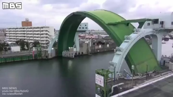 大阪の独特なアーチ型防潮堤「ママ怪獣の姿が思い浮かんで笑いが止まらない」