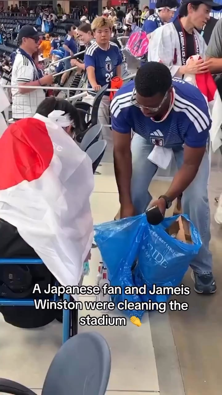 日本のファンとジェイミス・ウィンストンがスタジアムを掃除「笑顔や元気をもらえる」